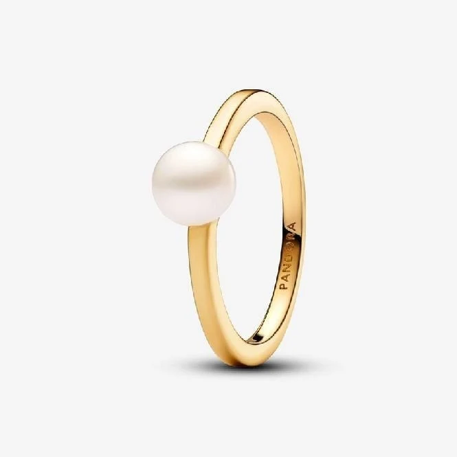 Gold Treated Freshwater Cultured Pearl Ring, Size 52