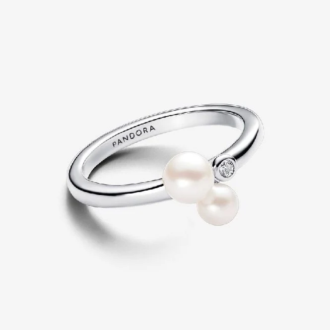 Duo Treated Freshwater Cultured Pearls Ring, Size 52