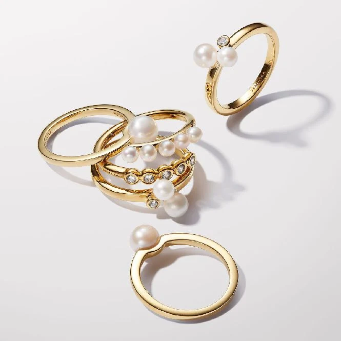 Gold Duo Treated Freshwater Cultured Pearls Ring, Size 52
