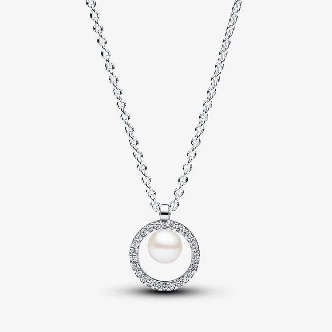 Treated Freshwater Cultured Pearl & Pave Collier Necklace, 45cm