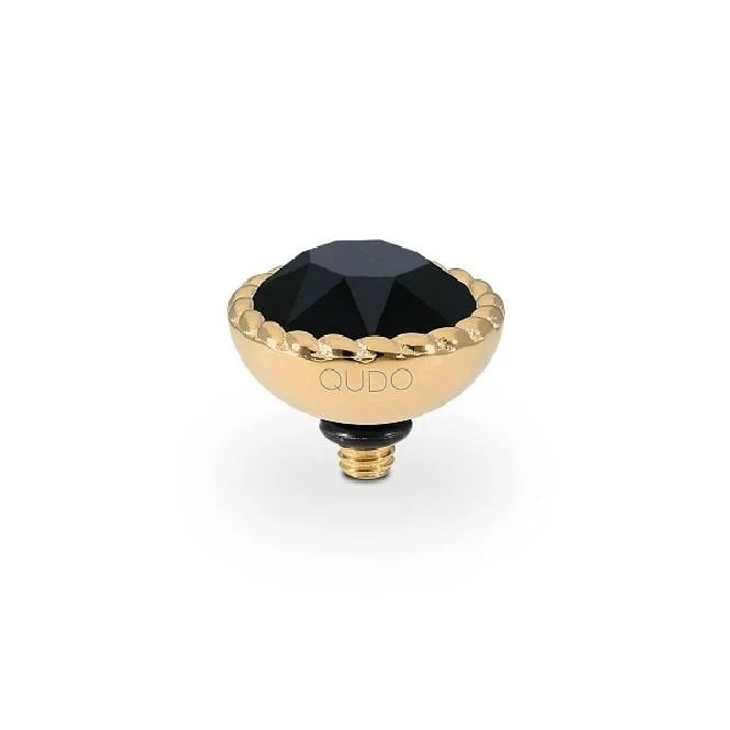 Bocconi Gold and Jet Crystal Ring Gem Top, 11mm