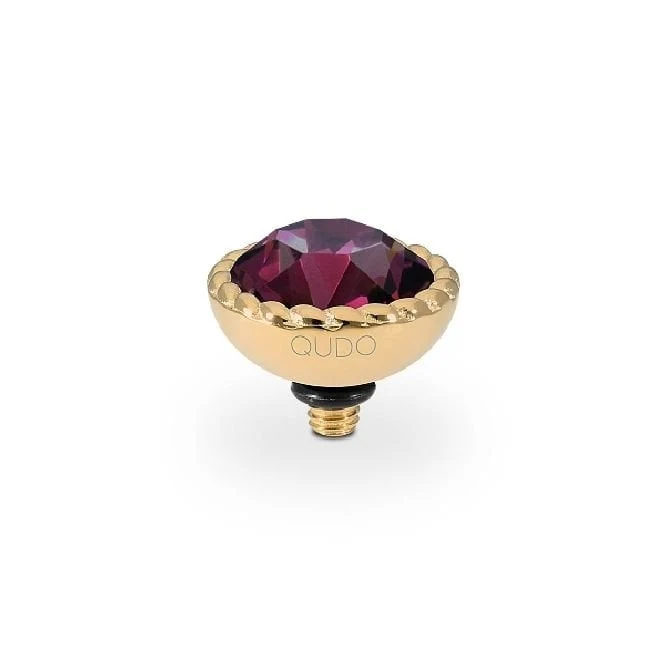 Bocconi Gold and Purple Amethyst Crystal Ring Gem Top, 11mm