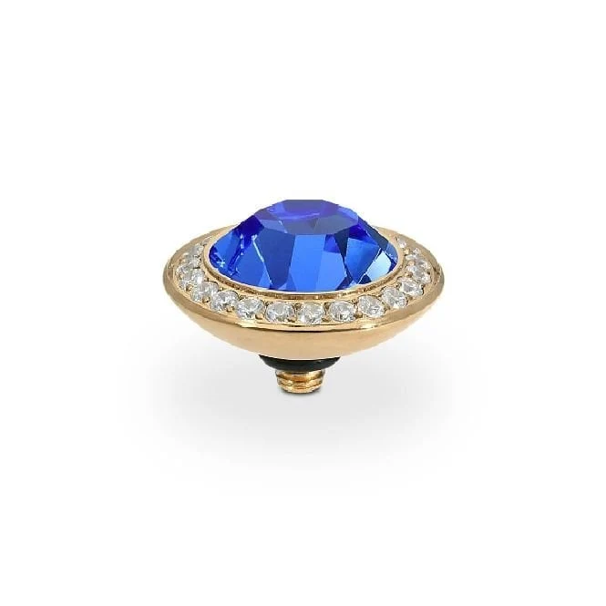 Tondo Deluxe Gold and Blue Sapphire Crystal Ring Gem Top, 13mm