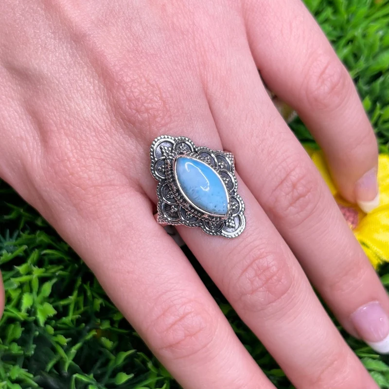 925 Silber Larimar Ring #34