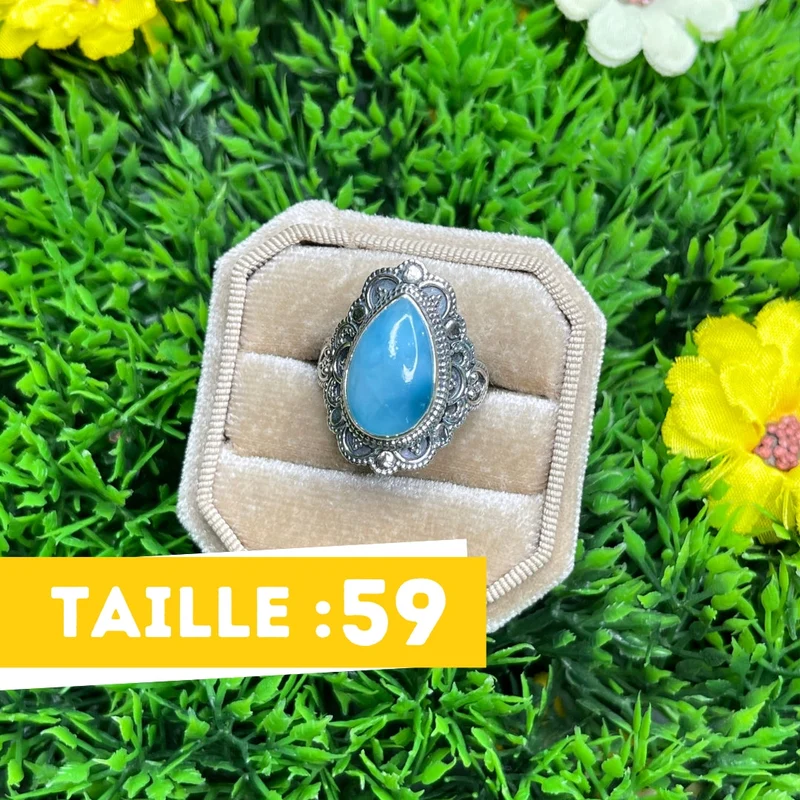 925 Silber Larimar Ring #32