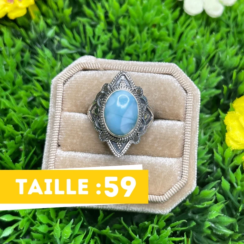 925 Silber Larimar Ring #31