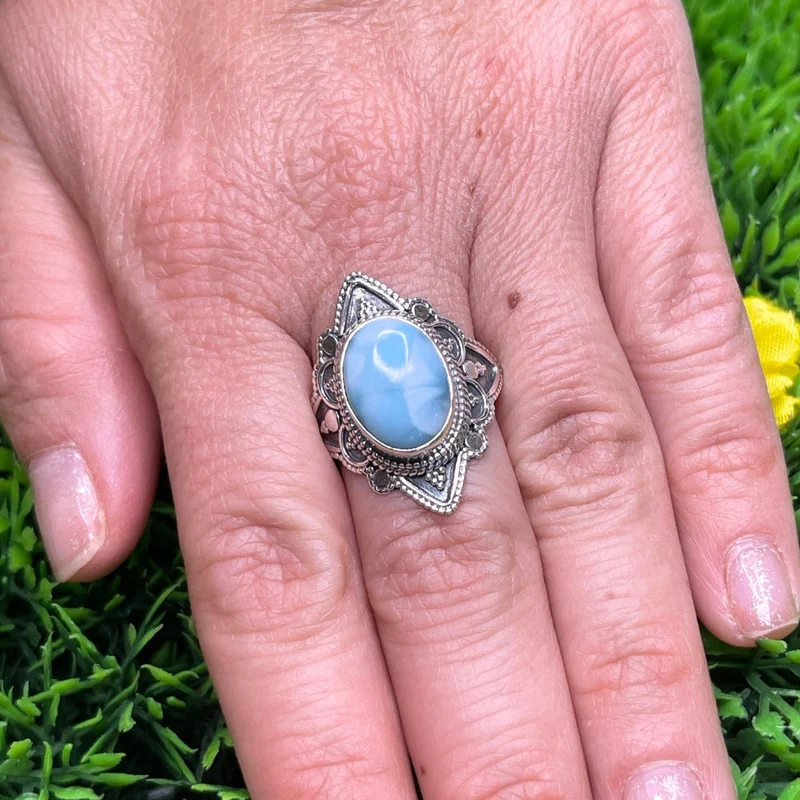 925 Silber Larimar Ring #31