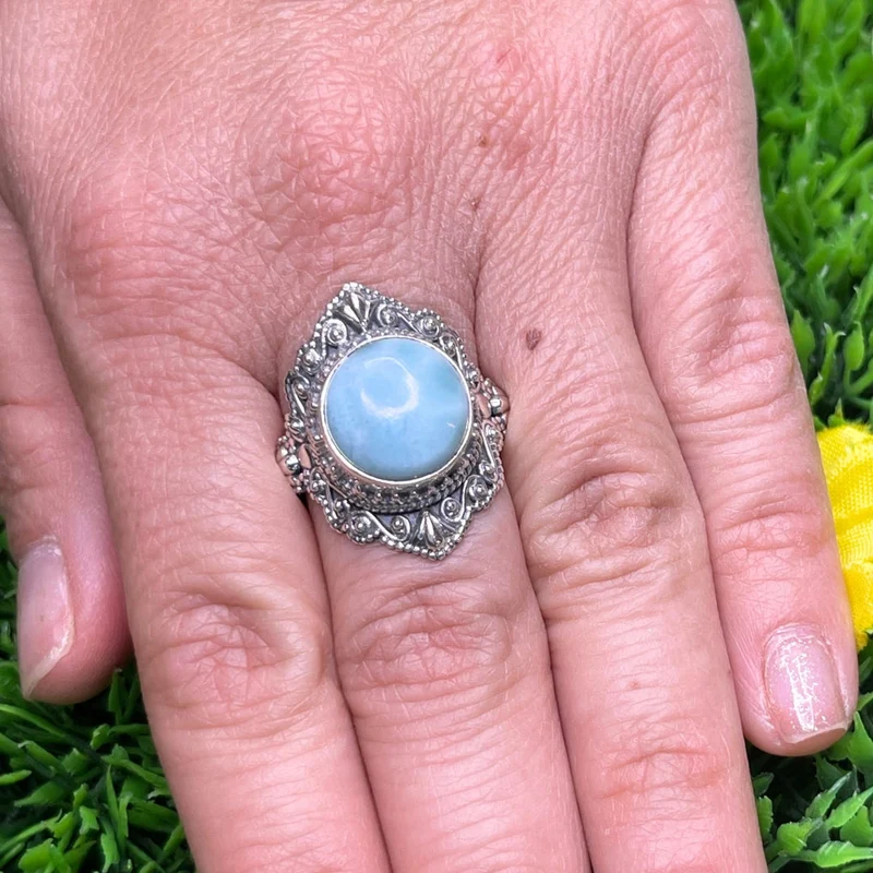 925 Silber Larimar Ring #22