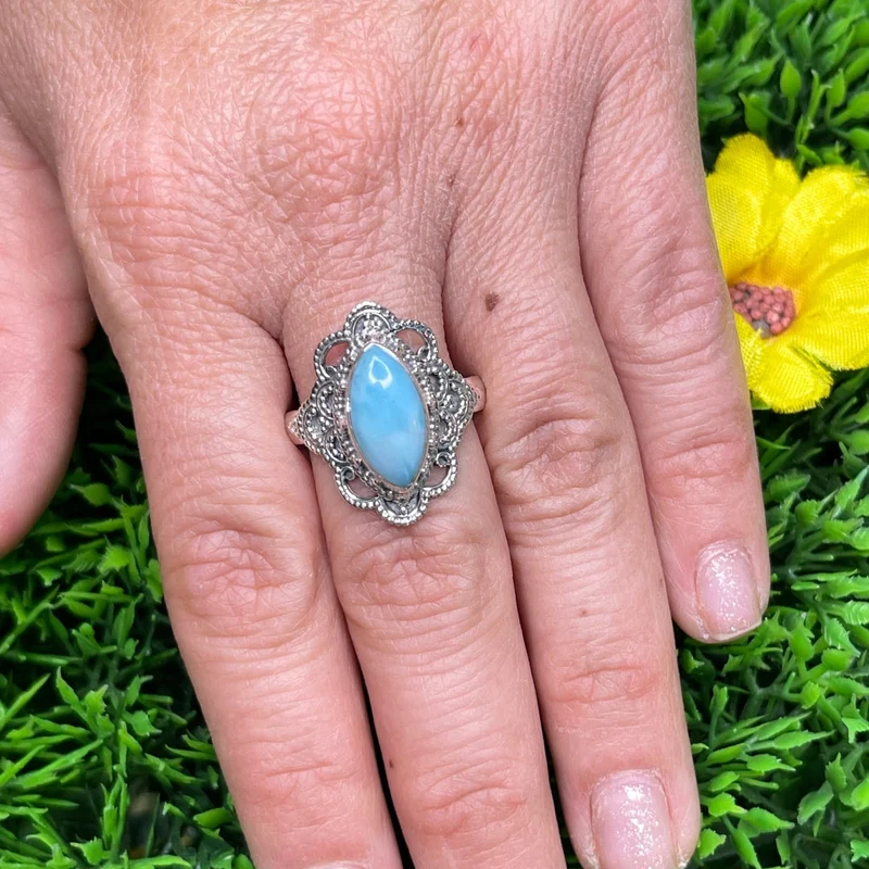 925 Silber Larimar Ring #3
