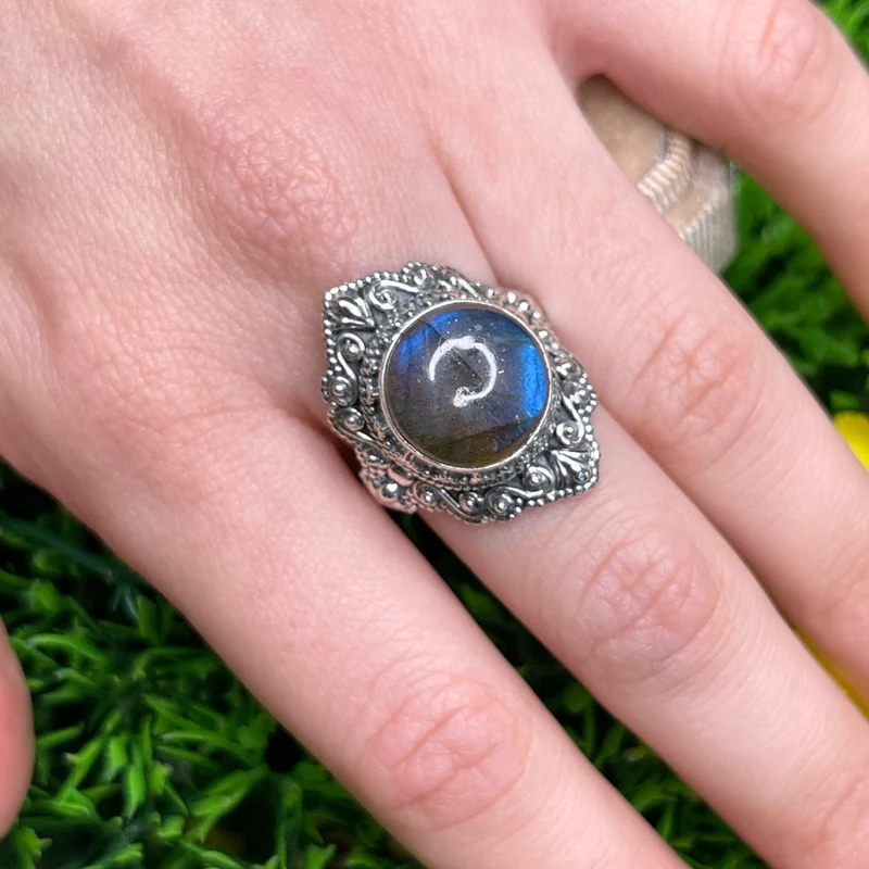Bluefire Labradorit Ring 925 Silber #4