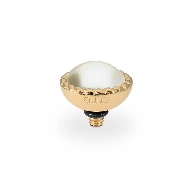 Bocconi Gold and Cream Pearl Crystal Ring Gem Top, 11mm