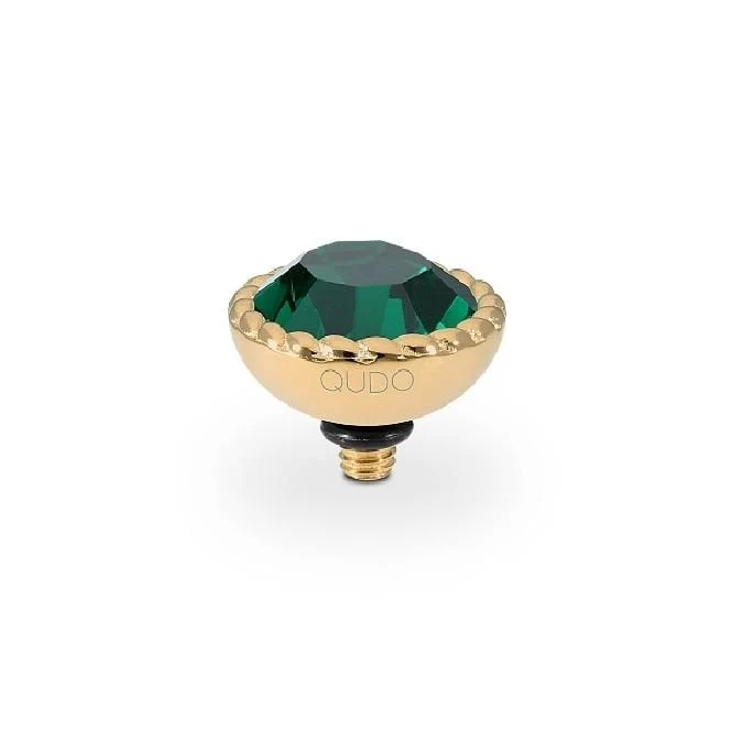 Bocconi Gold and Green Emerald Crystal Ring Gem Top, 11mm