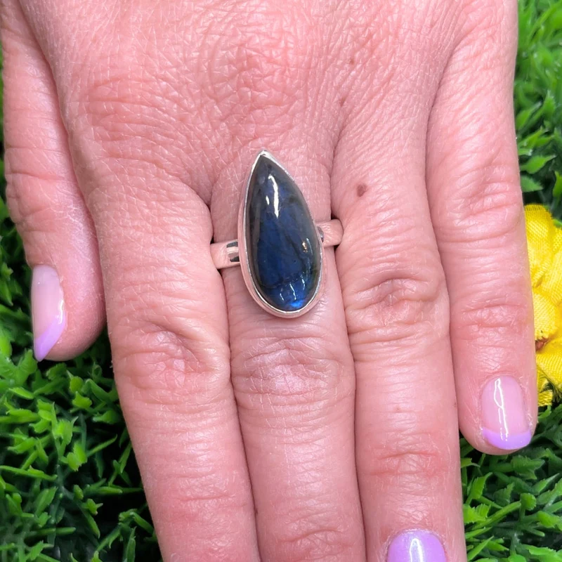 Bluefire Labradorit-Silberring Nr. 200