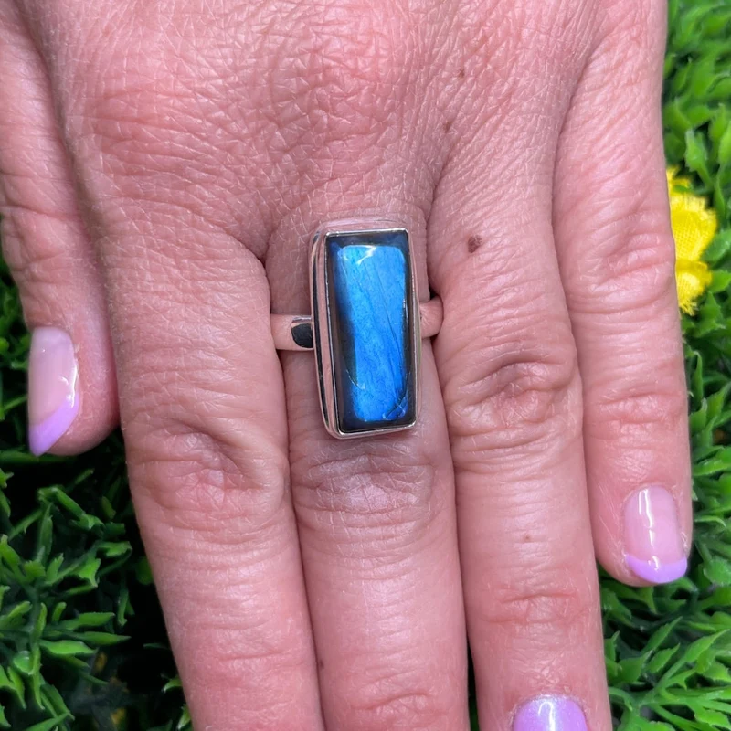 Bluefire Labradorit-Silberring Nr. 202