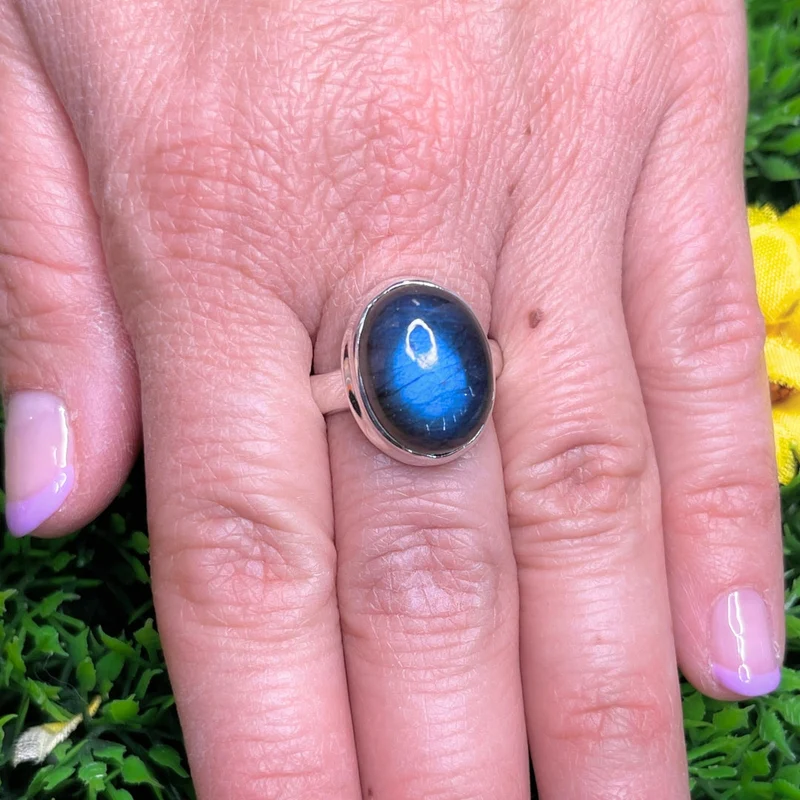 Bluefire Labradorit-Silberring Nr. 205