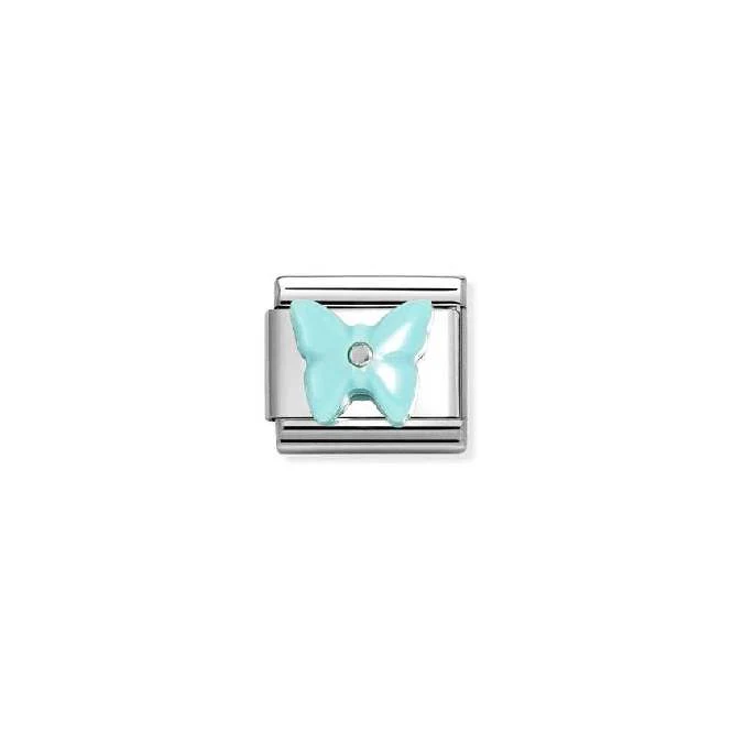 Classic Silver and CZ Turquoise Resin Butterfly Animals Charms