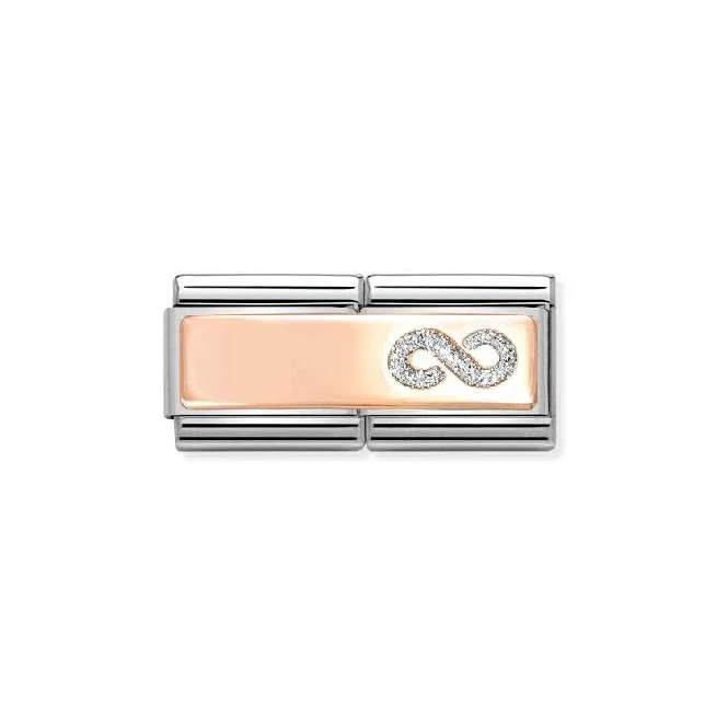 Double Rose Gold Engravable Infinite Glitter Sparkly & Stones Charms