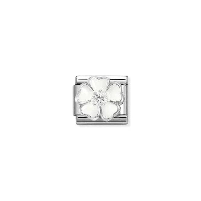 Classic Silver and CZ White and Peach Blossom Flowers & Nature Charms