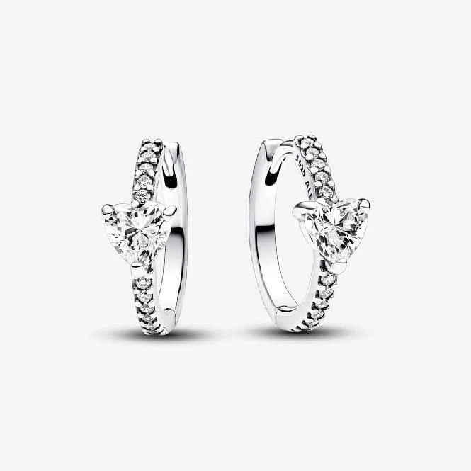 Sparkling Heart Hoop Earrings
