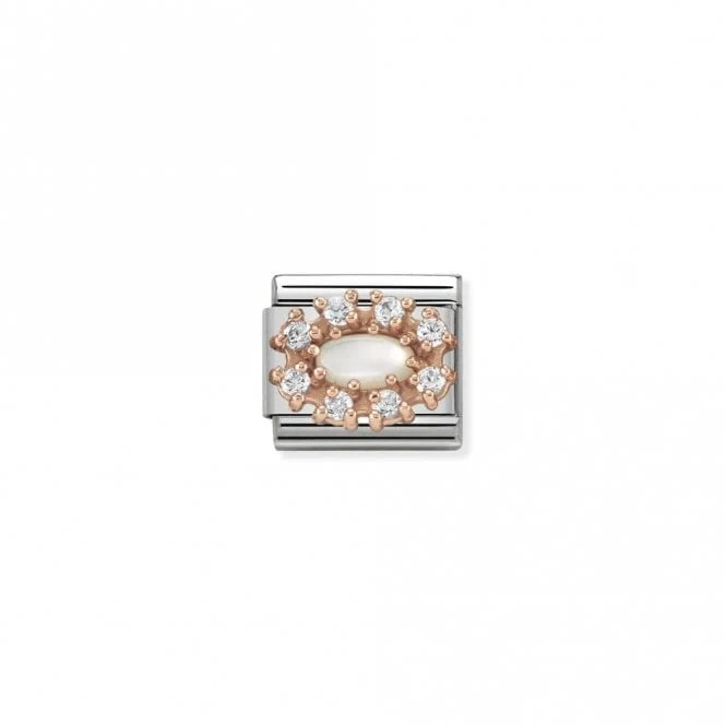 Classic Rose Gold CZ Rich White Mother Of Pearl Sparkly Charms
