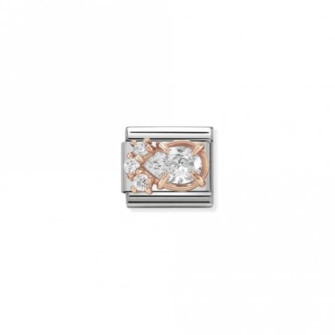 Classic Rose Gold CZ Rich White Drop Sparkly Charms