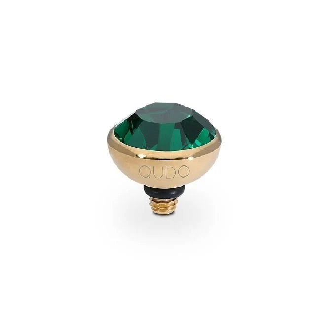 Bottone Gold and Green Emerald Crystal Ring Gem Top, 10mm