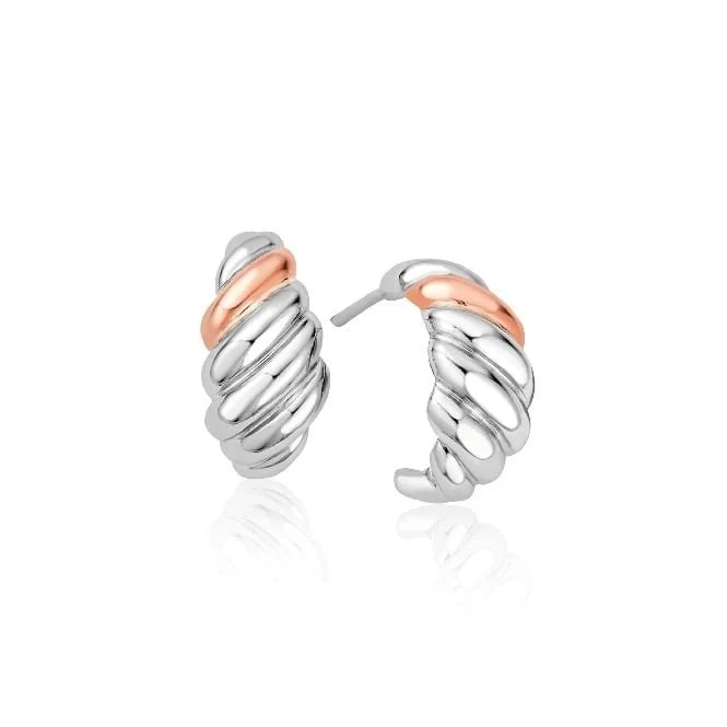 Lover's Twist Silver Creole Earrings
