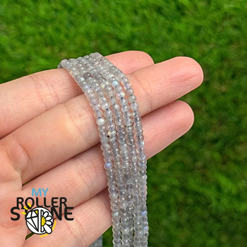 Labradorit-Perle, facettiert, Rondelle 3A (3 x 2,5 mm)