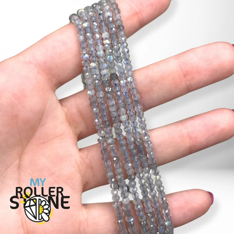 Labradorit-Perle, facettiert, Rondelle 3A (3 x 2,5 mm)