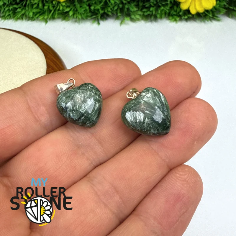 Seraphinit-Herzanhänger aus 925er Silber