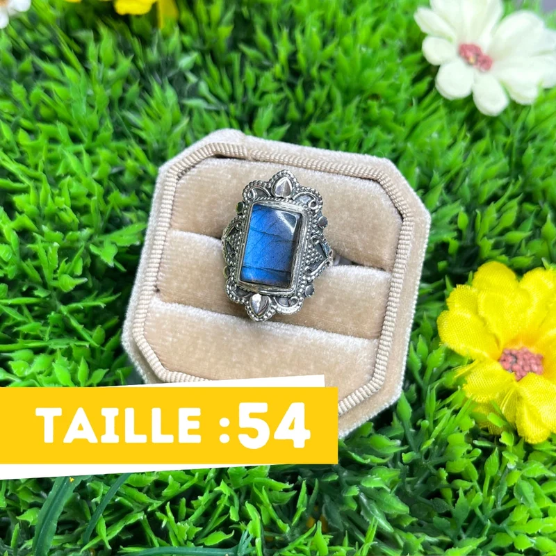 Bluefire Labradorit Ring 925 Silber #26