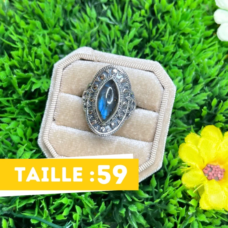Bluefire Labradorit Ring 925 Silber #32