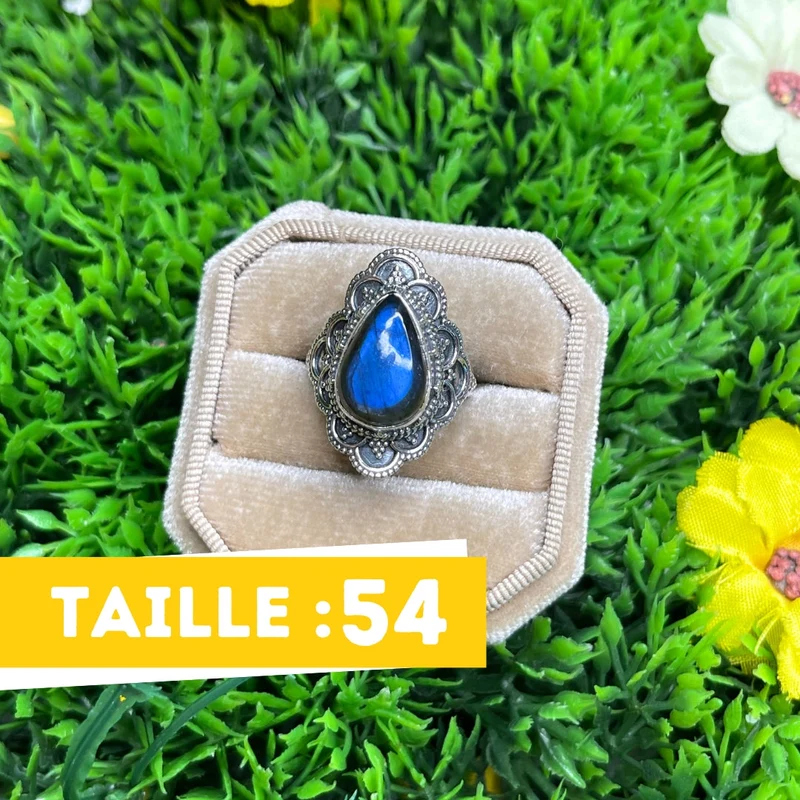 Bluefire Labradorit Ring 925 Silber #35