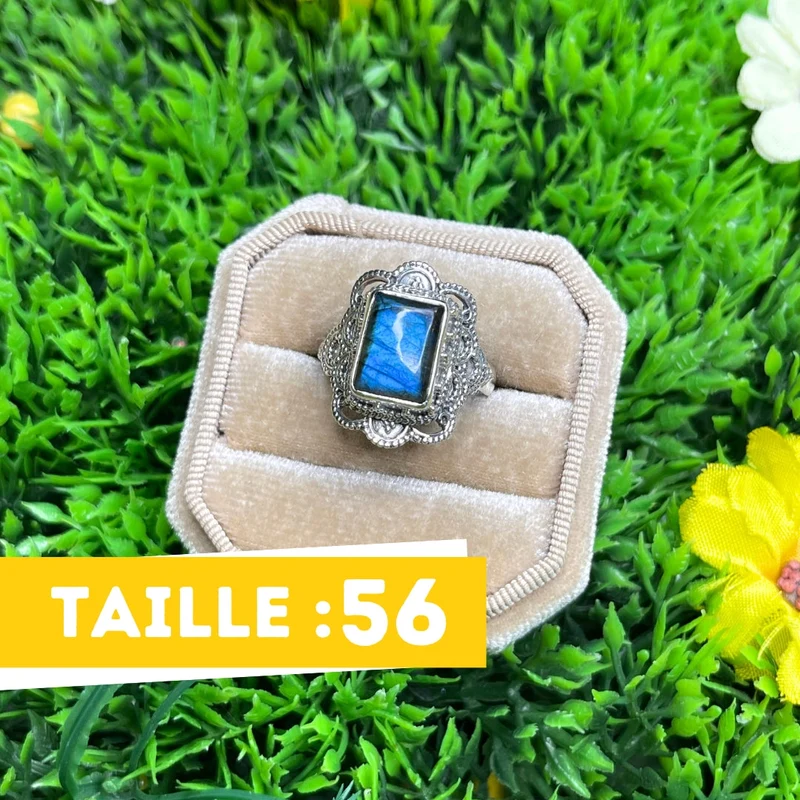 Bluefire Labradorit Ring 925 Silber #30