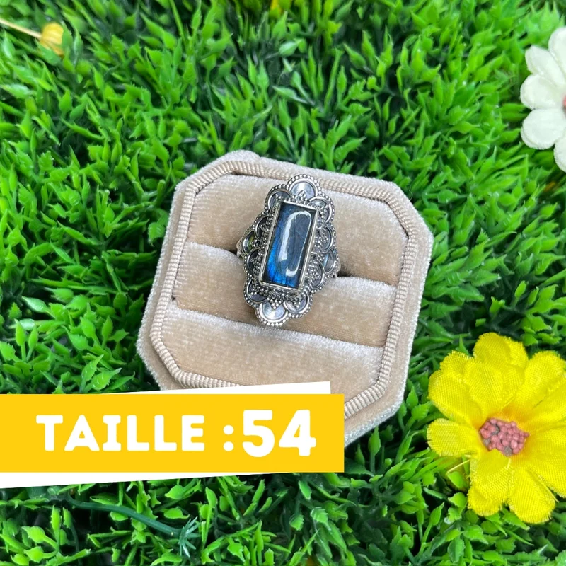 Bluefire Labradorit Ring 925 Silber #33