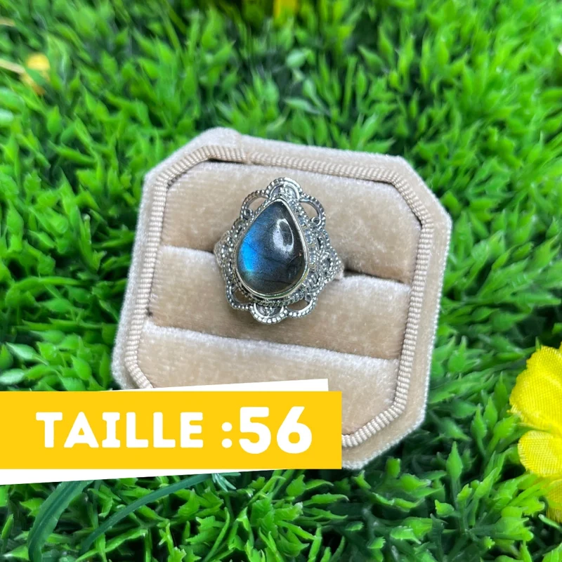 Bluefire Labradorit Ring 925 Silber #41