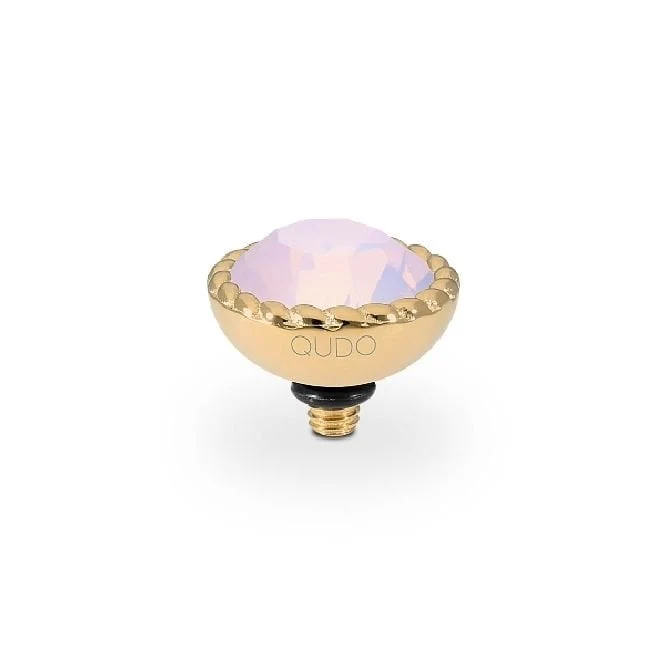 Bocconi Gold and Pink Rose Opal Crystal Ring Gem Top, 11mm