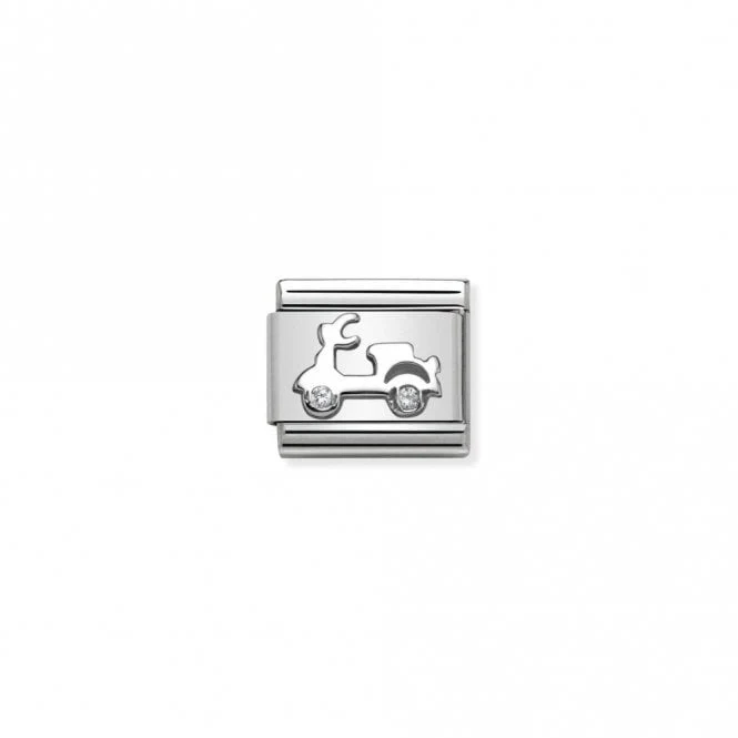 Classic Silver CZ Scooter Fashion & Fun Charms