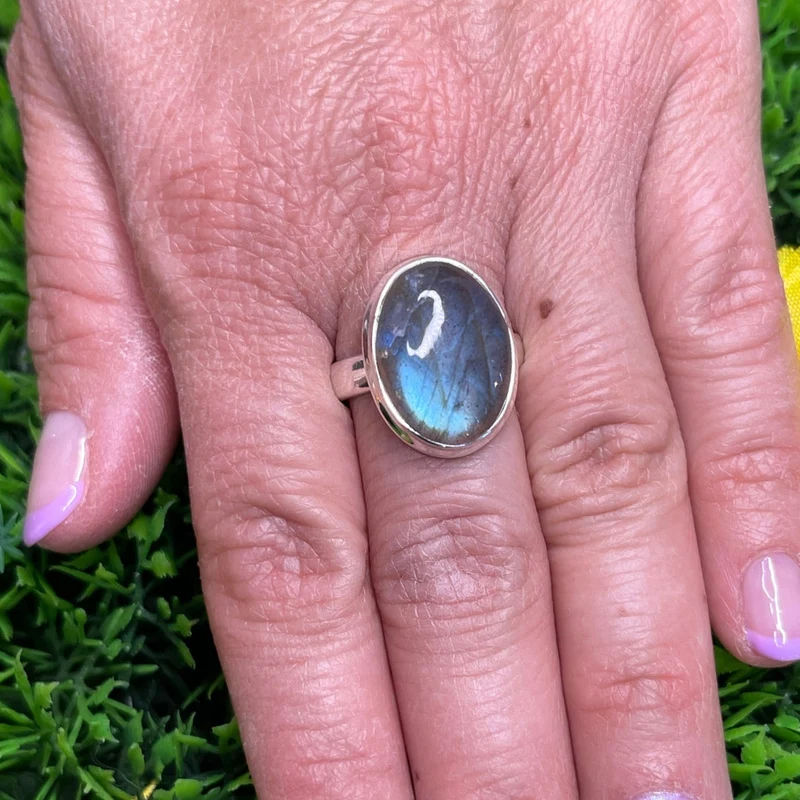 Bluefire Labradorit-Silberring Nr. 209