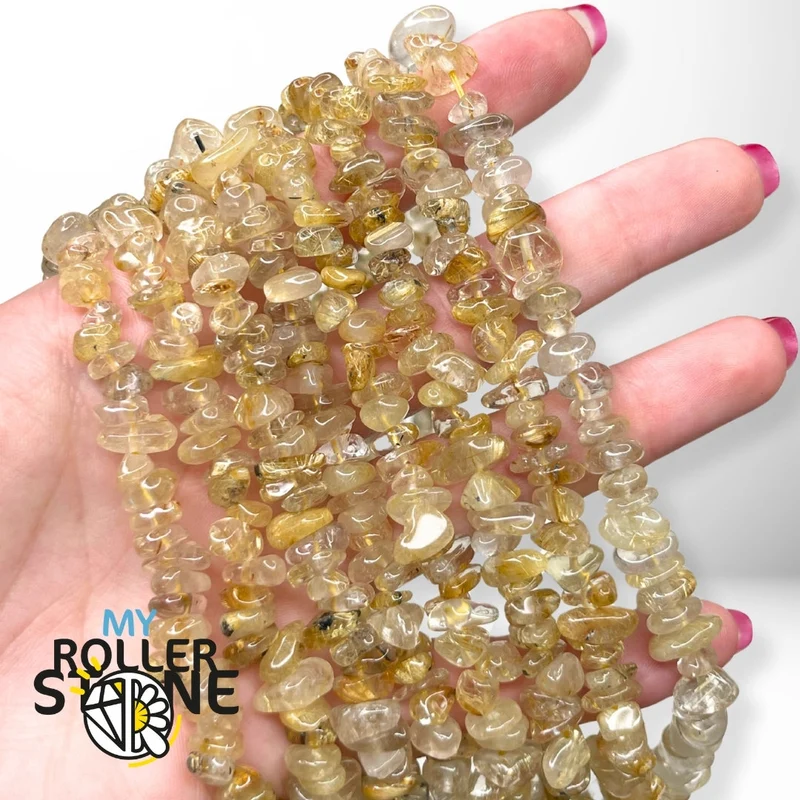 Goldene Rutilquarz-Perlensplitter 40 CM 5A