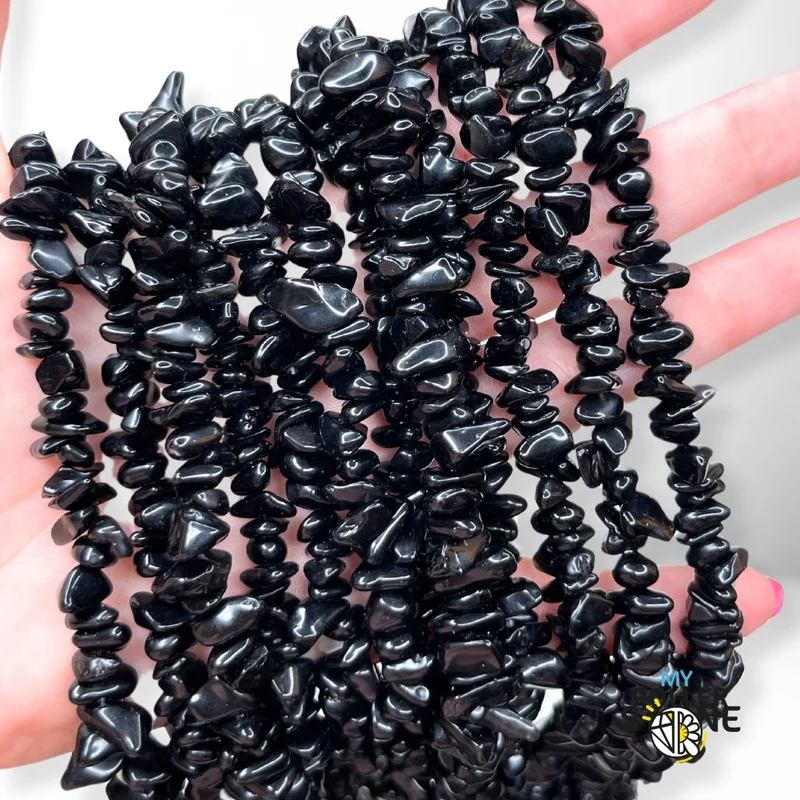 Schwarze Obsidian-Splitter, 78 cm