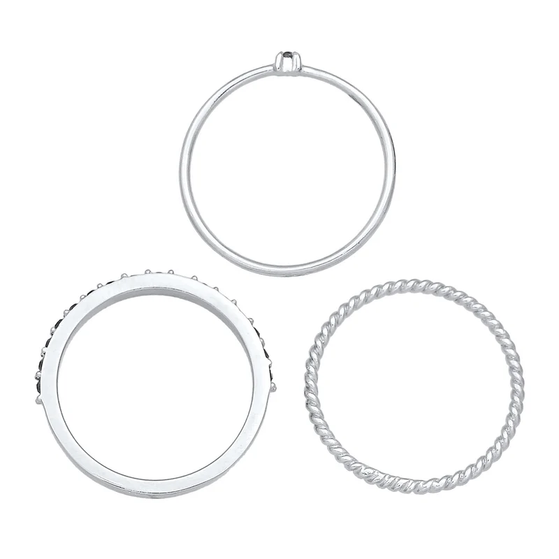 Stapelring 3er Set | Kristalle (Schwarz)