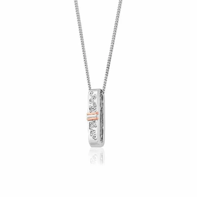 Cariad Sparkle Silver Drop Pendant Necklace