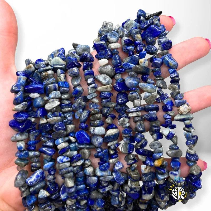 Lapislazuli-Perlenchips 1A 78 cm