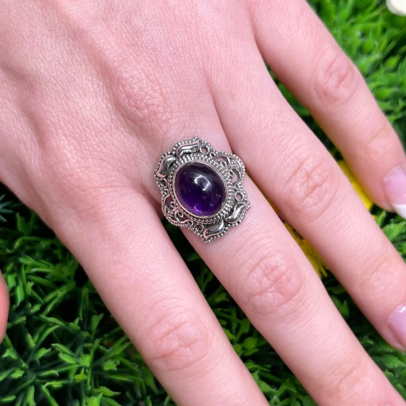 925 Silber Amethyst Ring #45