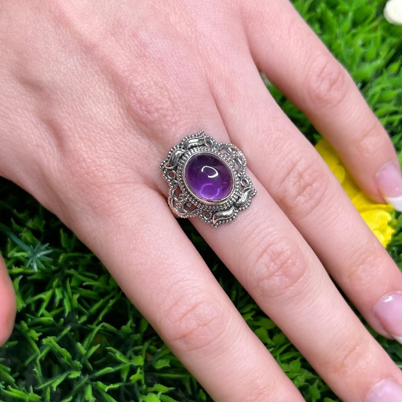 925 Silber Amethyst Ring #47