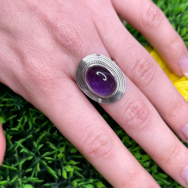 925 Silber Amethyst Ring #49