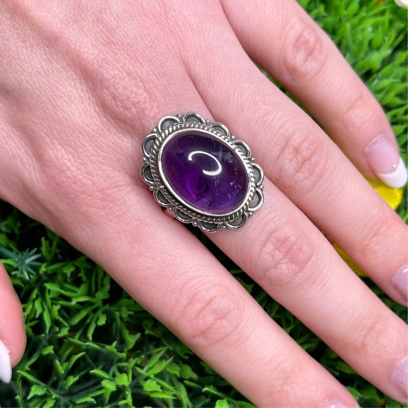 925 Silber Amethyst Ring #50
