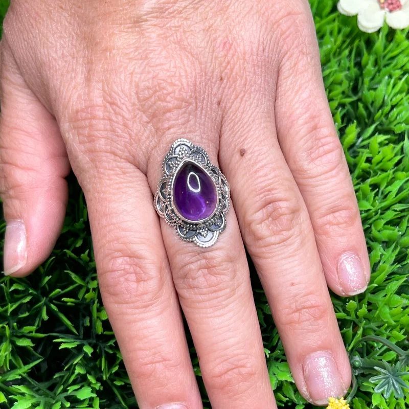 925 Silber Amethyst Ring #13