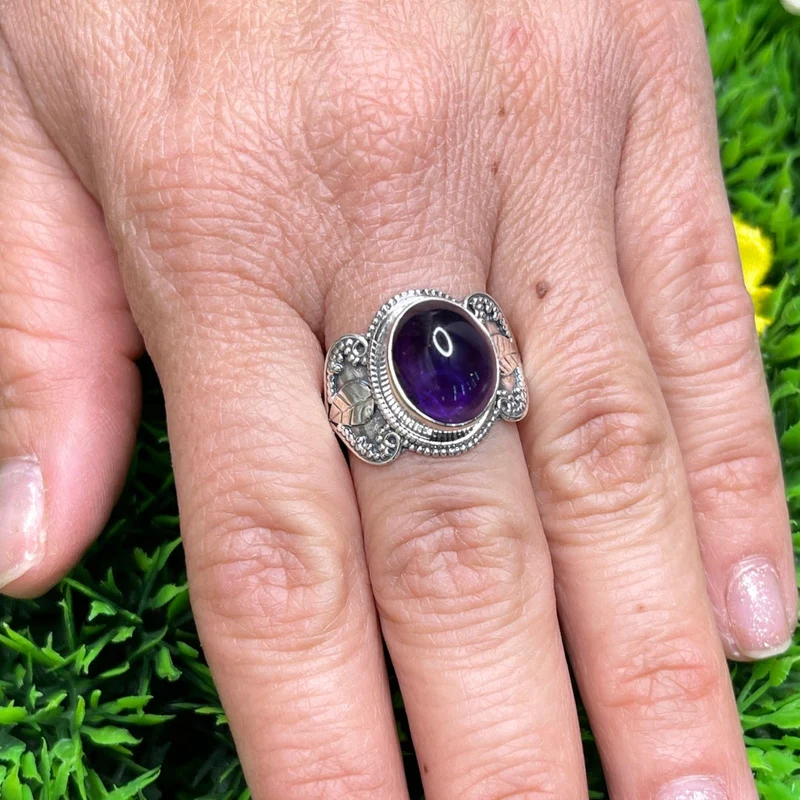 925 Silber Amethyst Ring #19